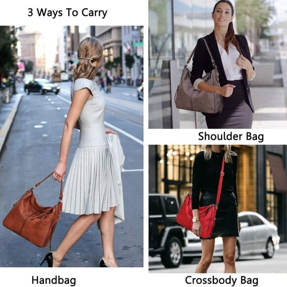 Hobo Bags for Women, Faux Leather Tote Purse Ladies Handbag Medium Shoulder Bags - Picture 2 of 7